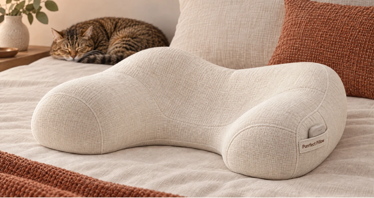 Purrfect Pillow design illustration